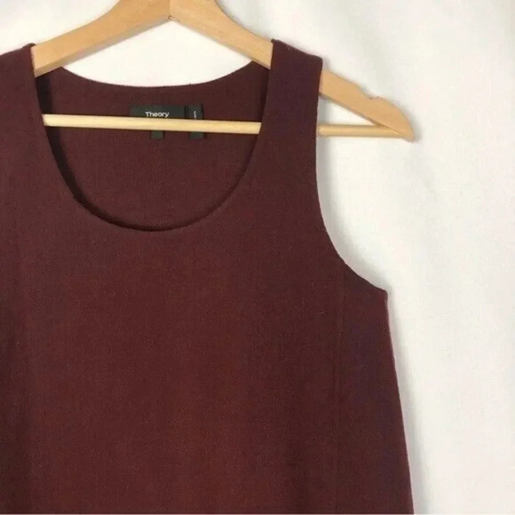 Theory Kestel Saxton Sumac Red Scoop Neck A-Line Virgin Wool Mini Dress P/0 - Picture 4 of 6